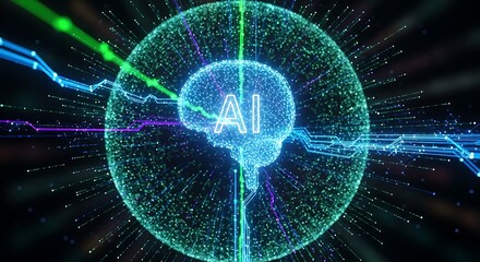 Obraz premium AI Brain - The Future of Artificial Intelligence and Machine Learning.