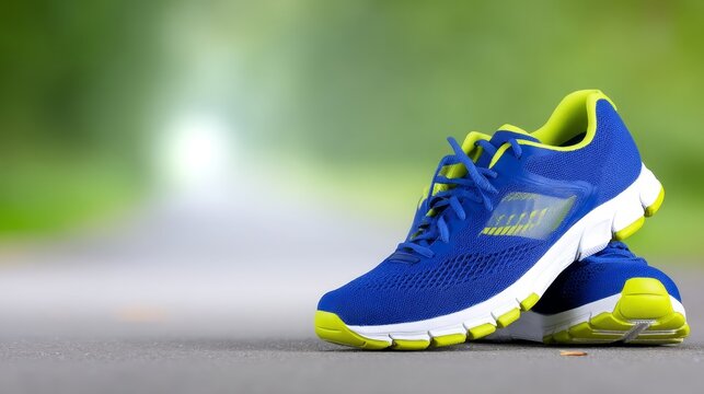 Blue yellow running shoes athletic footwear style stylish blue and yellow athletic shoes perfect for running
