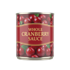 shiny whole cranberry sauce can, transparent background