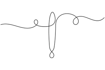 Caution danger sign continuous one line drawing on white background minimalist warning and risk icon outline vector illustration