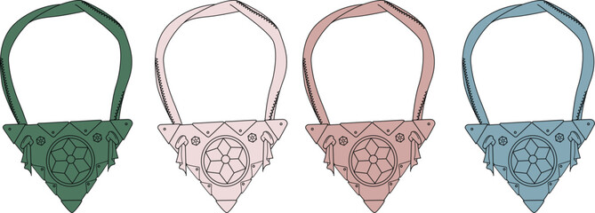 Collection of Geometric Amulet Designs in Earthy Tones