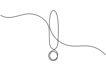 Caution danger sign continuous one line drawing on white background minimalist warning and risk icon outline vector illustration