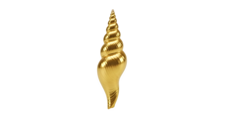 Glossy golden shell sculpture sits against black. Use for luxury branding, coastal themes, art posters.