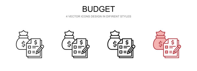Budget in 4 different styles vector illustration