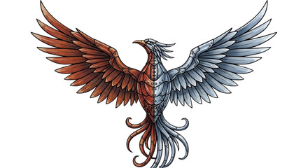 Advanced Steampunk Phoenix Rising Mechanical Bird with Copper and Steel Wings Fantasy Illustration