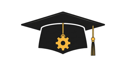 Advanced Engineering Graduation Cap with Metallic Gear Tassel for Mechanical Degree Achievement Illustration