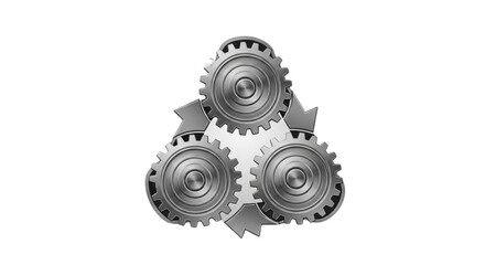 Advanced Industrial Recycling Process with Mechanical Gears and Circular Arrows Illustration
