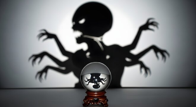 Crystal ball shadow monster halloween spooky fortune teller horror occult dark fantasy supernatural creepy 100 - Powered by Adobe