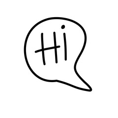 Hand-Drawn Chat Bubble with Hi Message - Chat Doodle