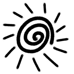 Hand-Drawn Spiral Sun Doodle Illustration - Handmade Doodle
