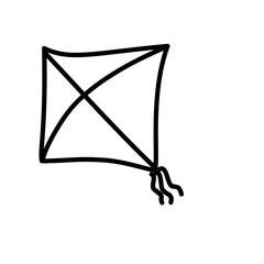 Hand-Drawn Kite Doodle - Makar Sankranti Celebration - Festive Kite Doodle