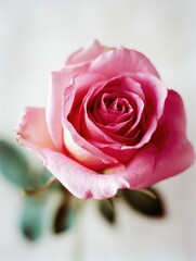 Una rosa rosa vibrante en primer plano, capturando su delicada belleza.