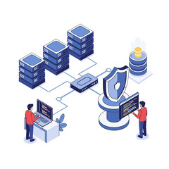 Secure network infrastructure with data protection and cybersecurity professionals.