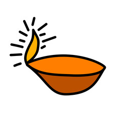 Hand-Drawn Colored Lamp for Diwali Celebration Drawing Doodle