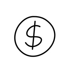 Hand-Drawn Dollar Coin Drawing Doodle