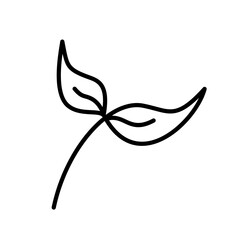 Hand-Drawn Two Leaf Doodle