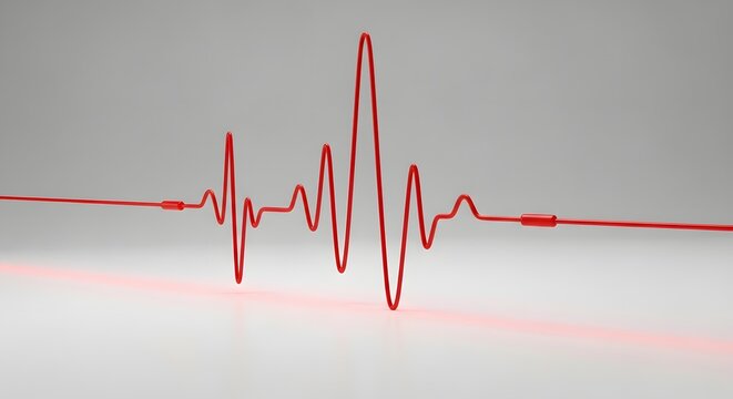 Red heartbeat pulse signal wave medical lifeline rhythm cardiogram health technology abstract background