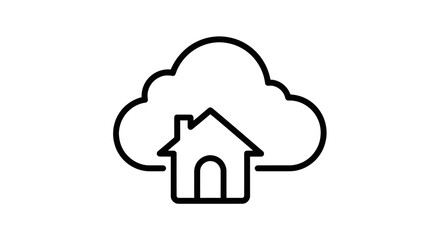 Cloud computing for smart home icon: data storage and network services for modern residential technology and internet of things