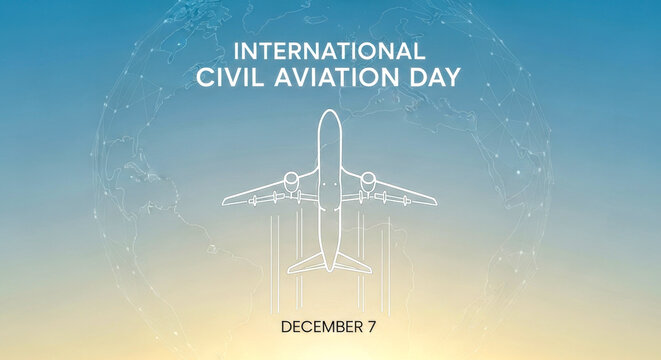 - International Civil Aviation Day neon sign, aviation awareness graphic, ICAO celebration illustration
- Neon typography for aviation day, glowing civil aviation tribute, global air travel awareness 