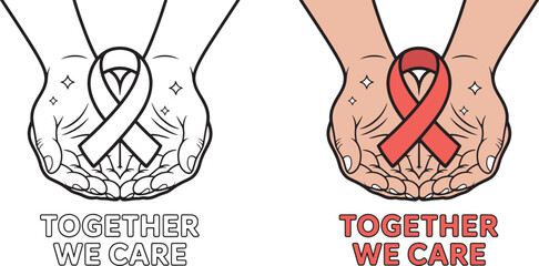 Hands Holding Red Ribbon Poster