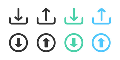 Download and upload web icon vector button set. 