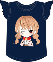 girls top  print illustrations vector