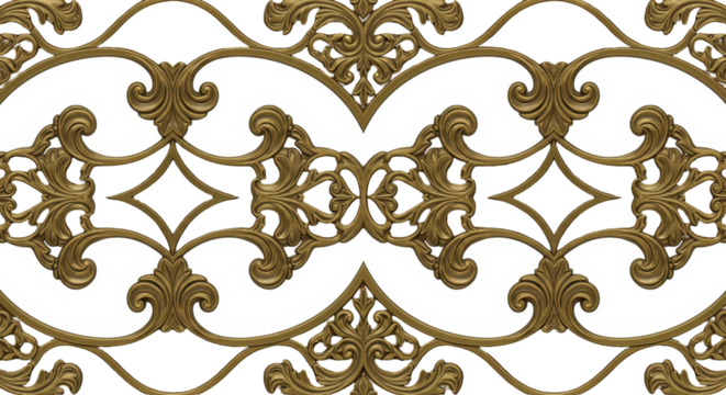 Golden Ornamental Design: An ornate pattern of golden, artful design elements and graceful curves, creating a sense of luxury and elegance.