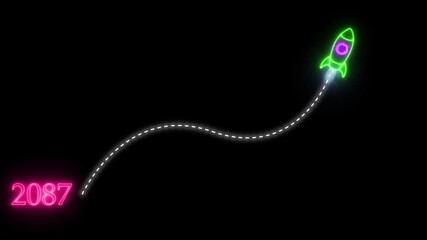 Upcoming new year 2087 to 2088 new year, next period, plan presentation progress report rocket, startup strategy success symbol future glow goal graphic growth icon business plans..