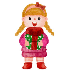 Christmas girl head with Christmas hat