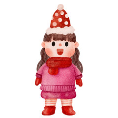 Christmas girl head with Christmas hat