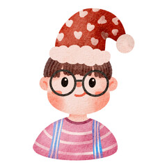 Christmas boy head with Christmas hat