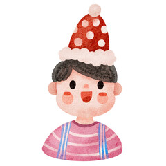 Christmas boy head with Christmas hat