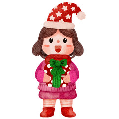 Christmas girl head with Christmas hat