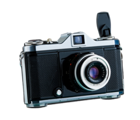 Vintage 35mm film camera isolated on transparent background