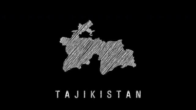 Sketch style animation of tajikistan map drawing process