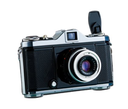 Vintage 35mm film camera isolated on transparent background