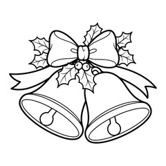 Vector illustration of christmas bells holly and bow festive decoration elements vector