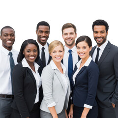 Fototapeta premium Diverse group of business professionals smiling isolated on transparent background