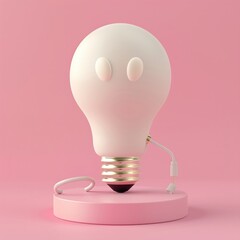 3D render icon  8K 3D Model illustrator  3D render clay style of a glowing lightbulb representing innovation, isolated on pure white background 8K