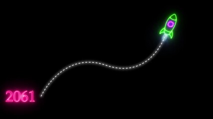 Upcoming new year 2061 to 2062 new year, next period, plan presentation progress report rocket, startup strategy success symbol future glow goal graphic growth icon business plans..