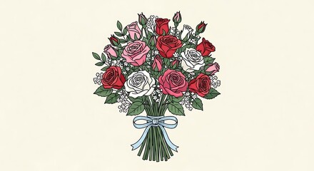 Elegant Bouquet of Roses - A Timeless Floral Arrangement.