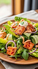 Delicious Salmon Salad with Sesame Dressing.