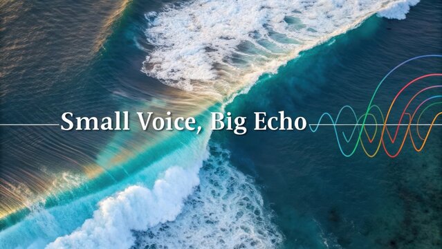 Abstract sound wave pattern expanding on blue water background