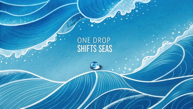 Abstract Waves with Water Droplet in a Blue Ocean