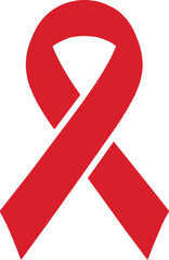 Minimal red ribbon vector symbol representing awareness, hope, and support. Commonly used for health campaigns, charity, and social awareness designs.