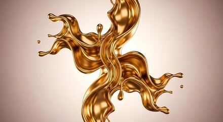 Golden Liquid Splash Art Design.