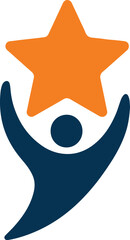 Creative abstract design of a person holding a star, symbolizing ambition, excellence, and leadership. Ideal for education or motivational branding.

