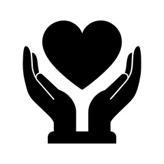 Minimal Hands and Heart Care Icon Flat Design.