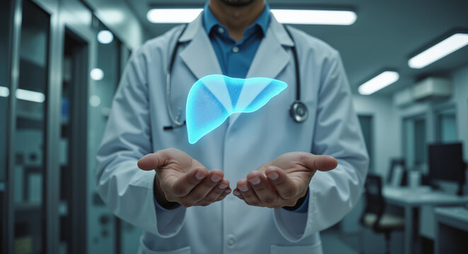 Medical Specialist With Digital Liver Model – Hepatic Diagnostic Visualization in Virtual Environment for Healthcare Education, Medical Awareness, and World Hepatitis Day Campaigns