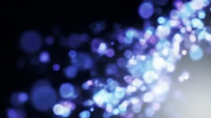 Luminous, iridescent bokeh particles shimmering, drifting, and evolving from electric blue/purple to white against a dark void, with pronounced bokeh. Ethereal abstract concept - Powered by Adobe